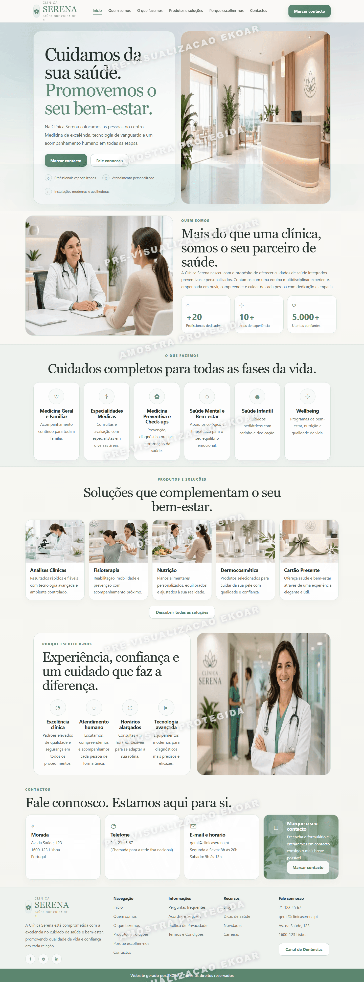 Preview desktop do template saude